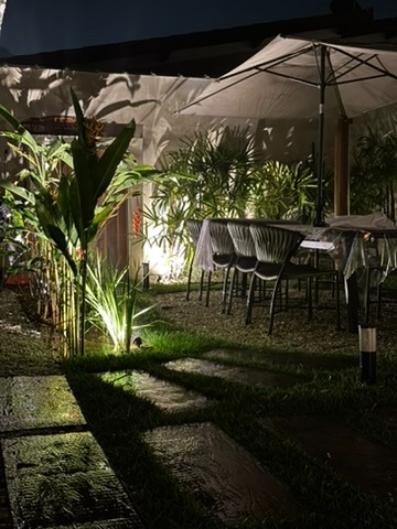 Jantar ao Luar sob Ombrelone Iluminado